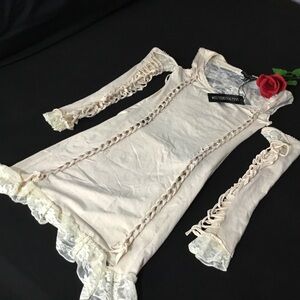 Dolls Kill Cream Lace Midi Dress Romantic Elegance